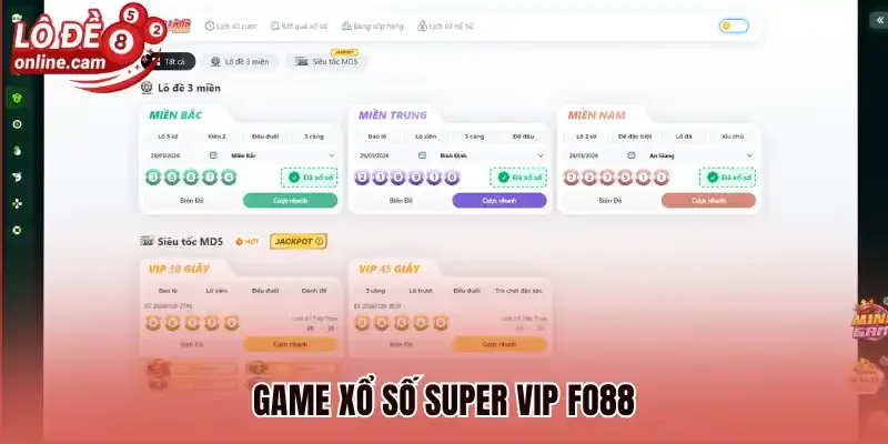 Fo88 - Săn Thưởng Tiền Tỷ Lô Đề Từ Các Kỳ Quay Số Công Khai 2 Game xổ số super VIP Fo88