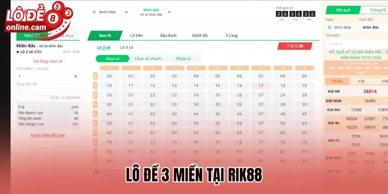 Rik88 - Tham Gia Chơi Lô Đề Thả Ga Nhận Hoàn Trả Đến 1,4% 2 Lô đề 3 miền tại Rik88